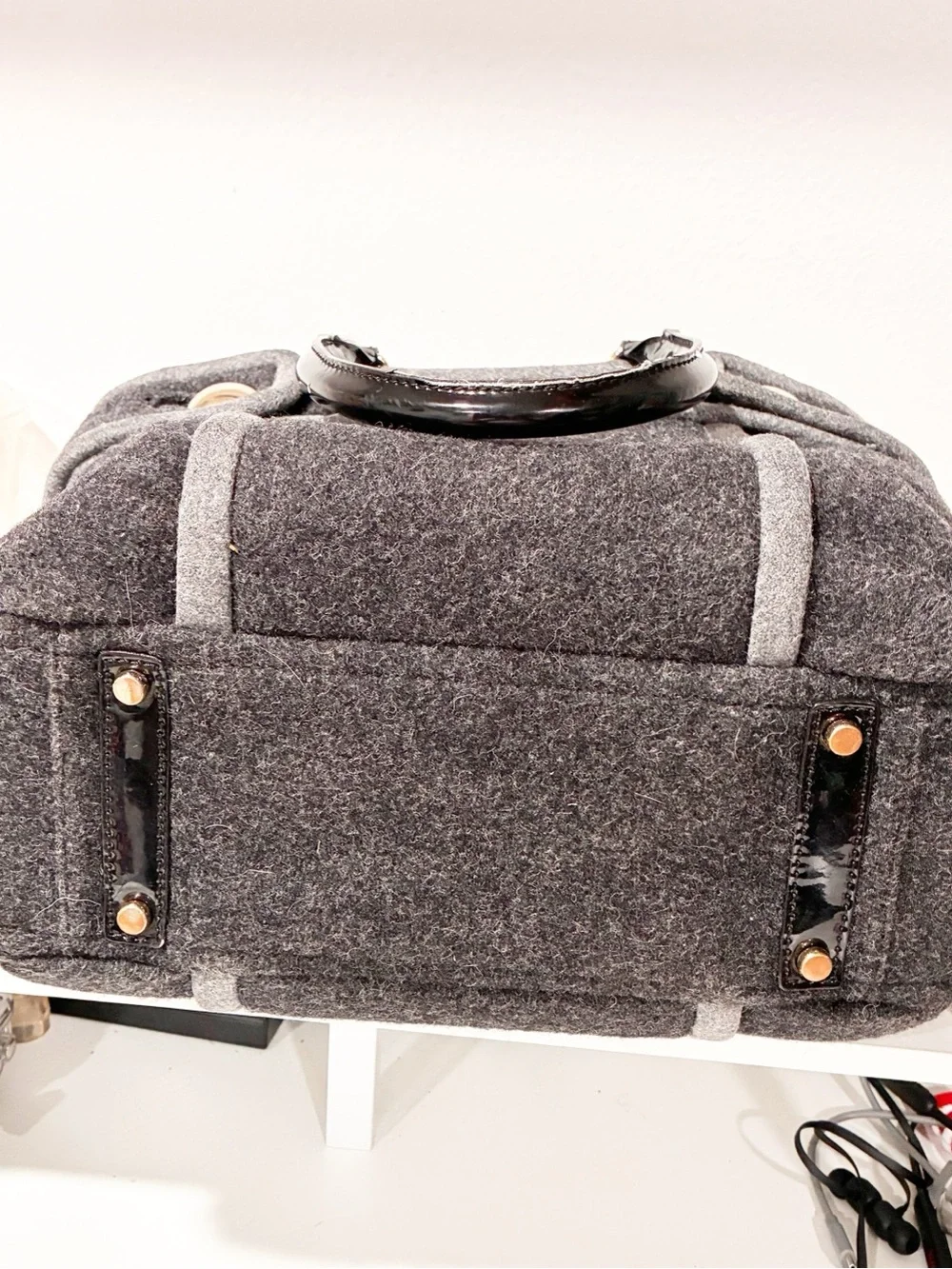 Kate Spade Alda Quinn Chestnut Hill Wool Bag Purse Grey Shoulderbag